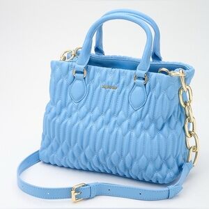 NWT House of Want Elegant Light Blue Quilted Shoulder Bag